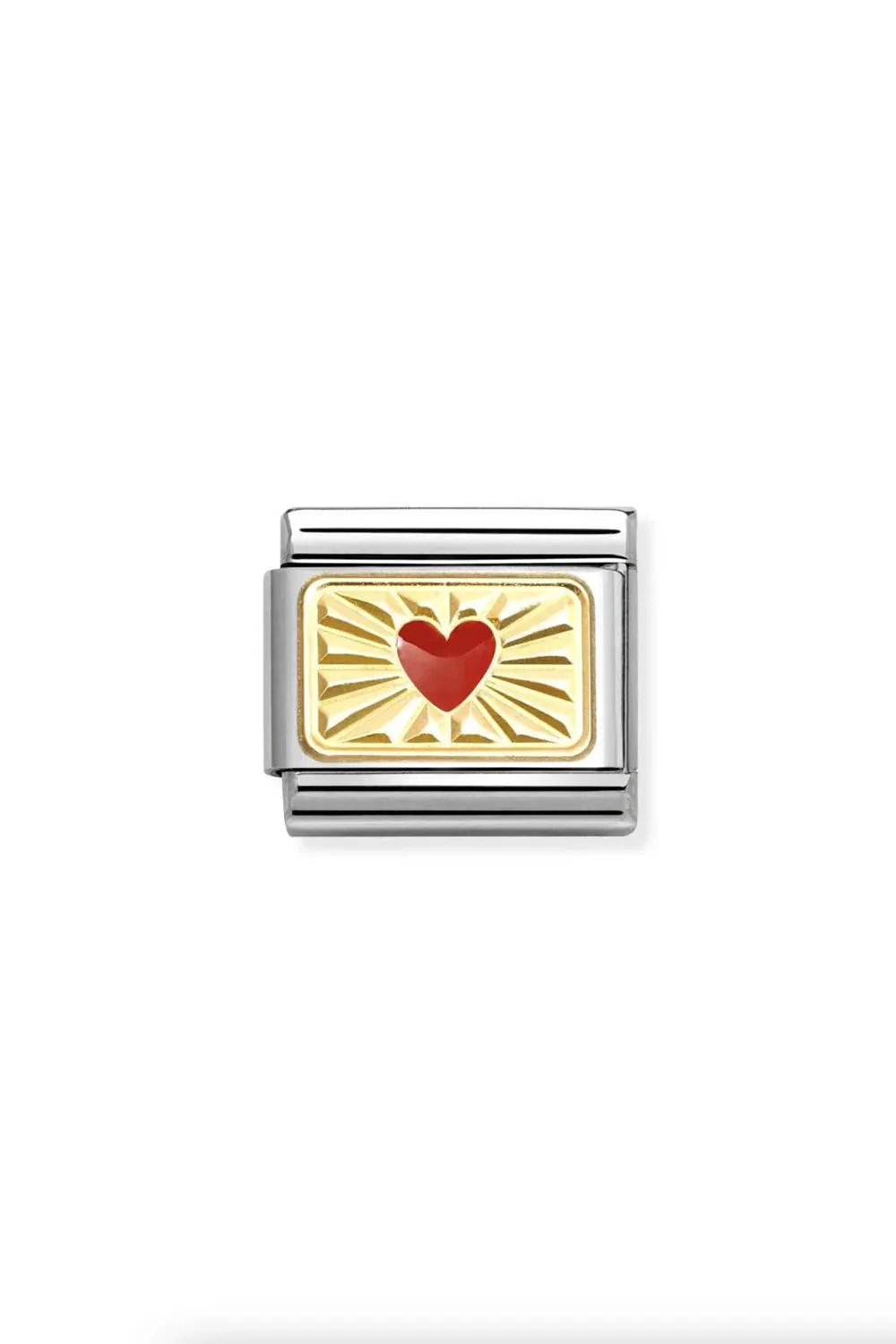 Plates 18k Gold & enamel diamond Red heart Etched detail