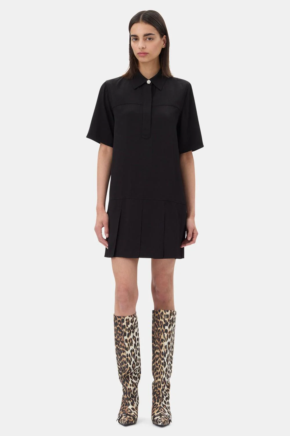 Eyelets Slouchy High Shaft Boot Satin Print Leopaord - Image 2