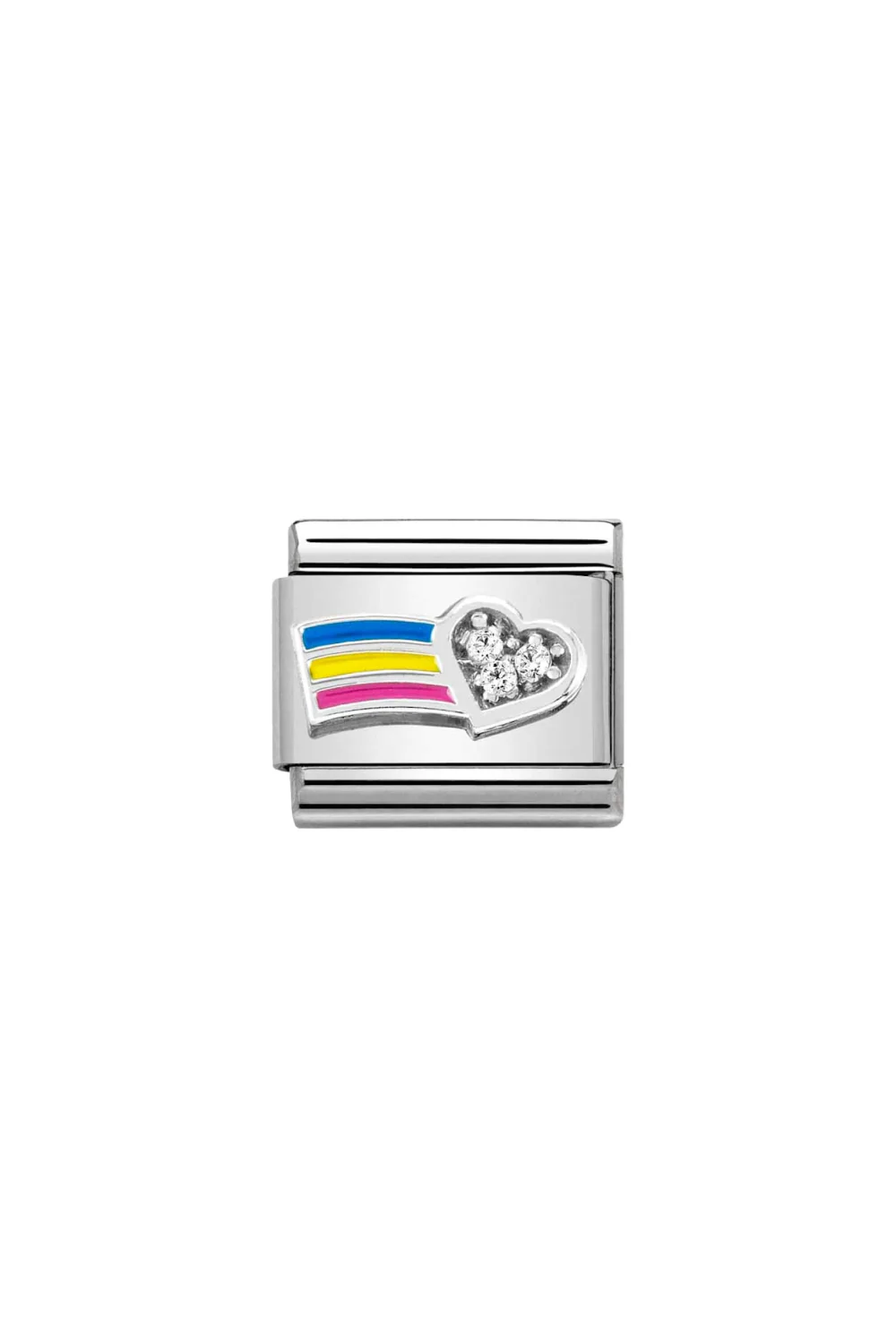 SYMBOLS 925 Sterling Silver & Enamel with CZ, White Heart with Rainbow - Image 3