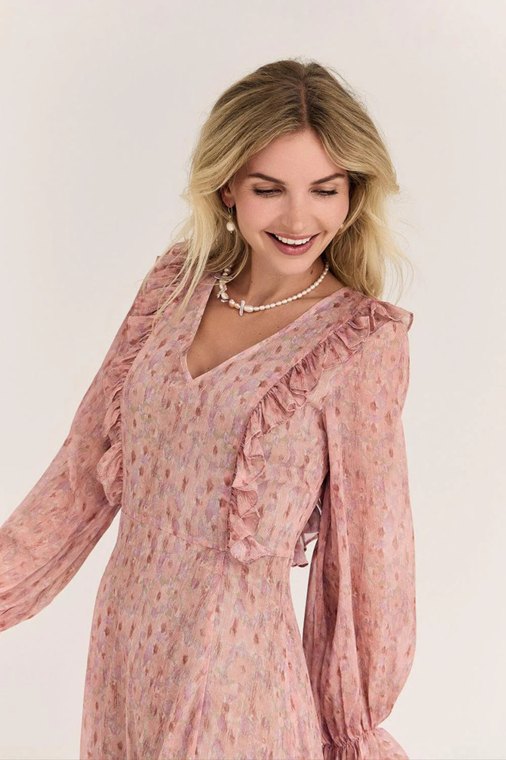Flounce dress Old Rose - Image 3
