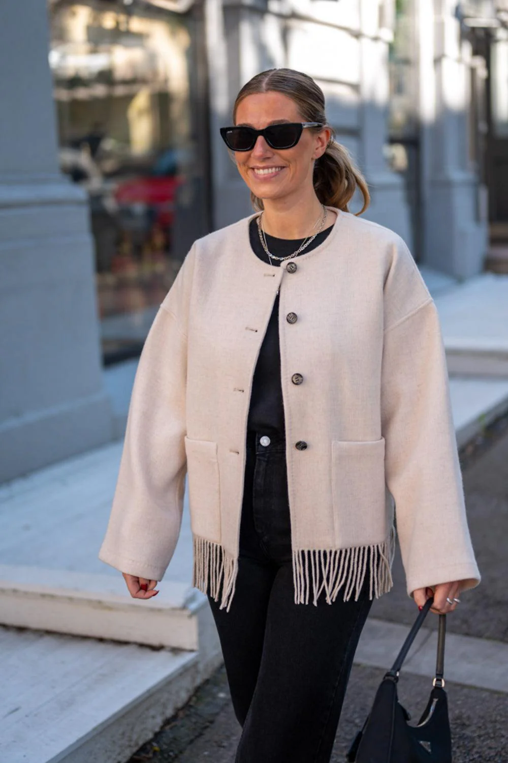 Carla Lambswool Jacket Cream - Image 4