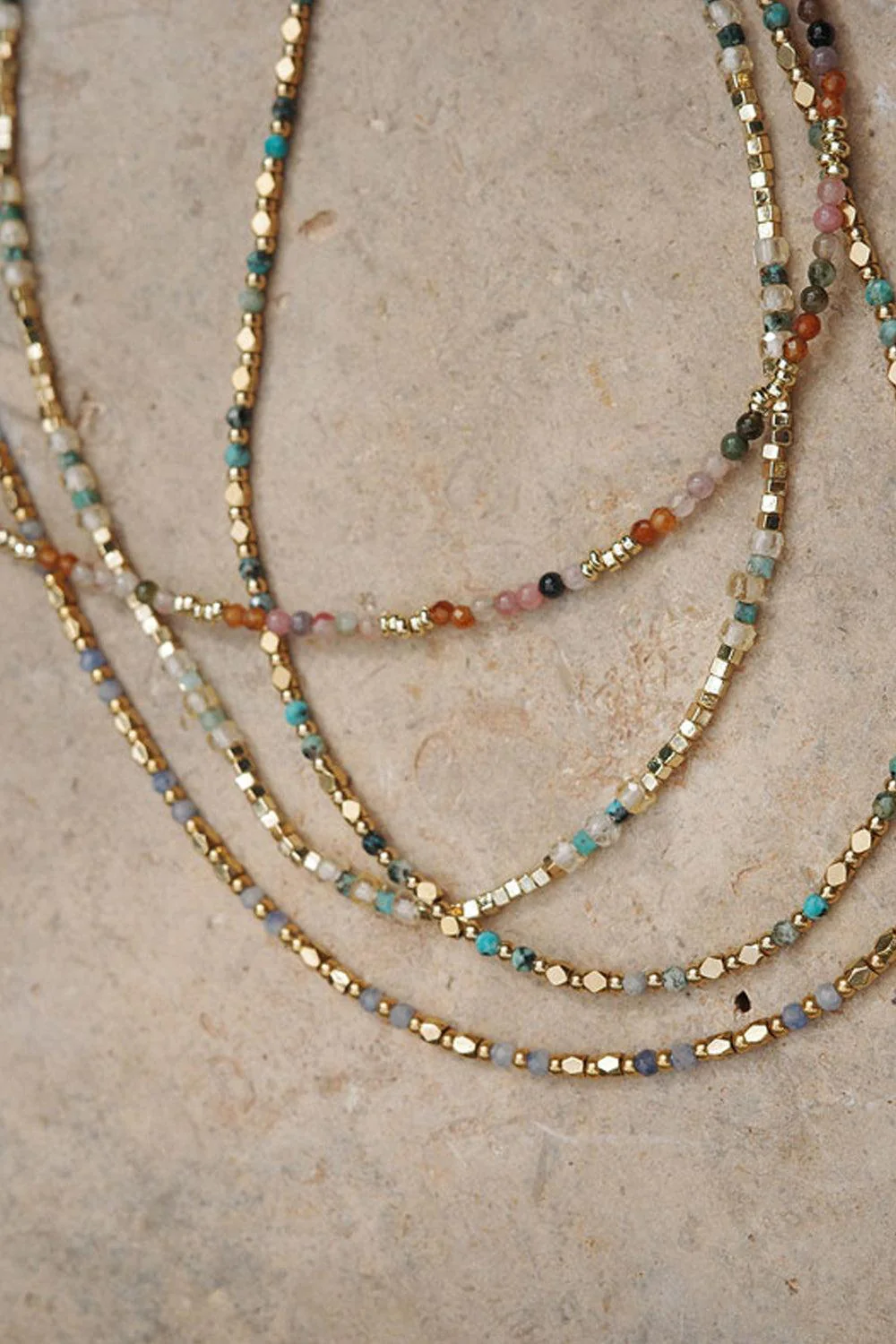 Necklace 42cm shiny gold/green GP - Image 3