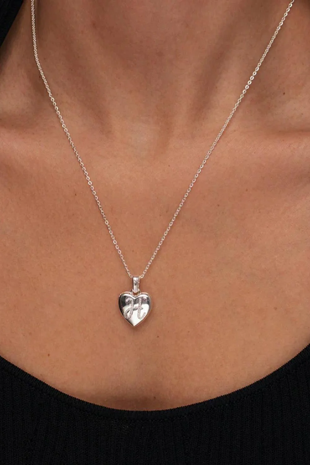 Locket Letter Necklace Silver - Image 2