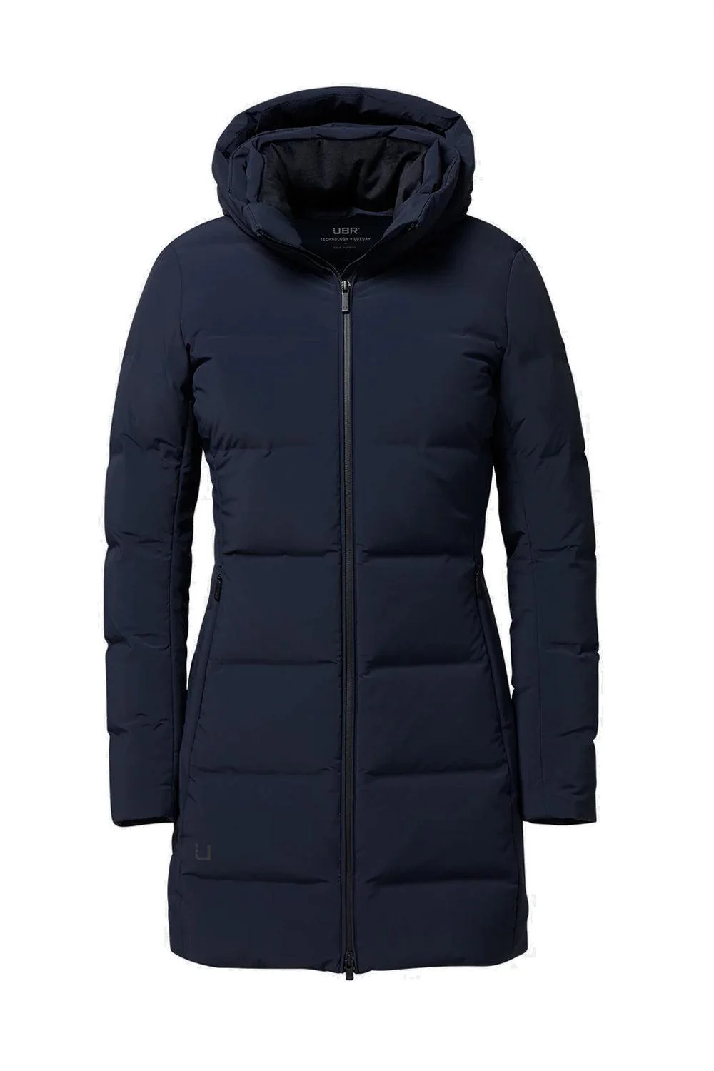 W Enigma Parka navy down collar