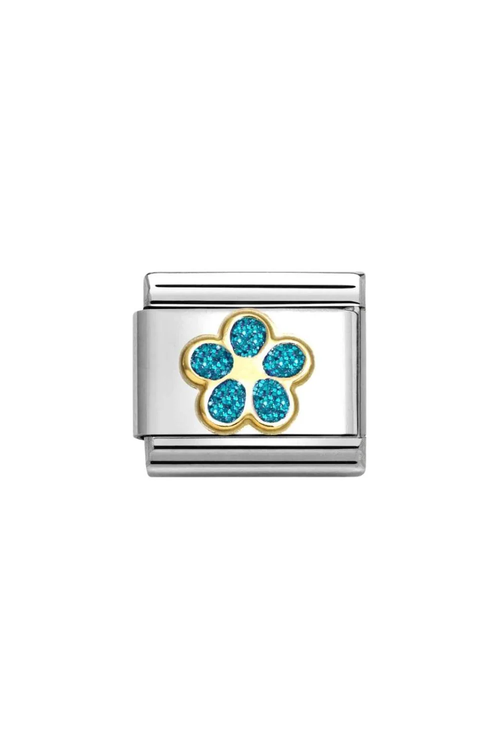 Symbols 18k Gold & Enamel Glitter Light Blue Flower