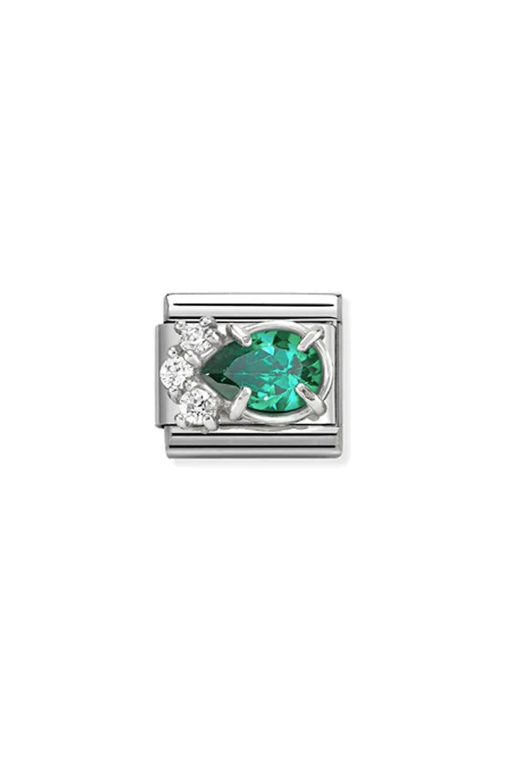 Classic cz & 925 Sterling Silver Green Drop