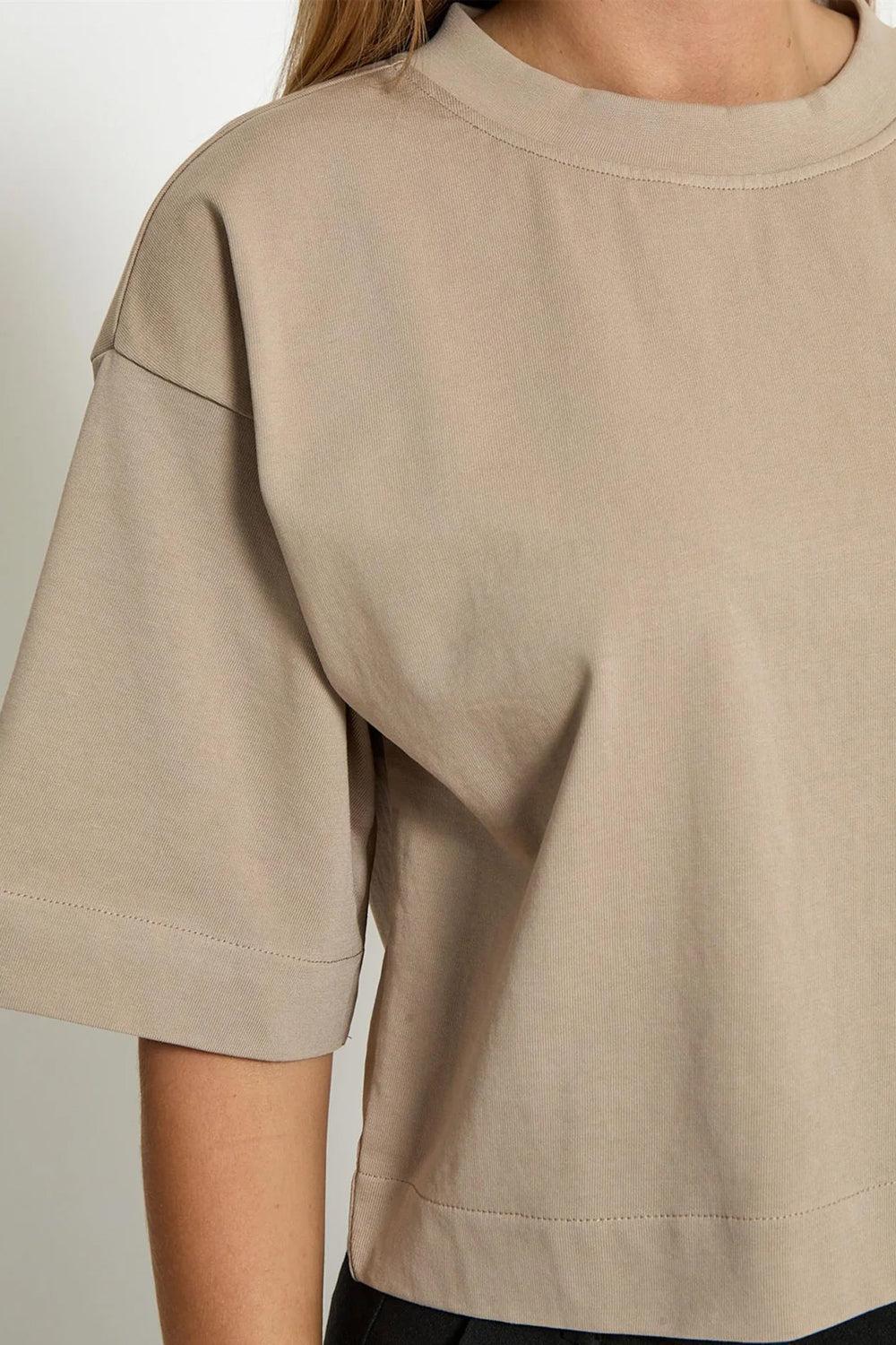 Gamma Cropped GOTS T-shirt String Grey - Image 2