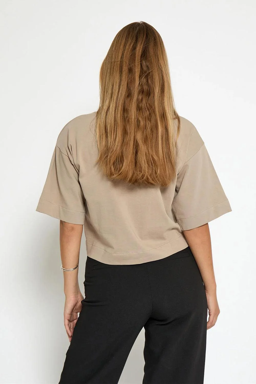 Gamma Cropped GOTS T-shirt String Grey - Image 3