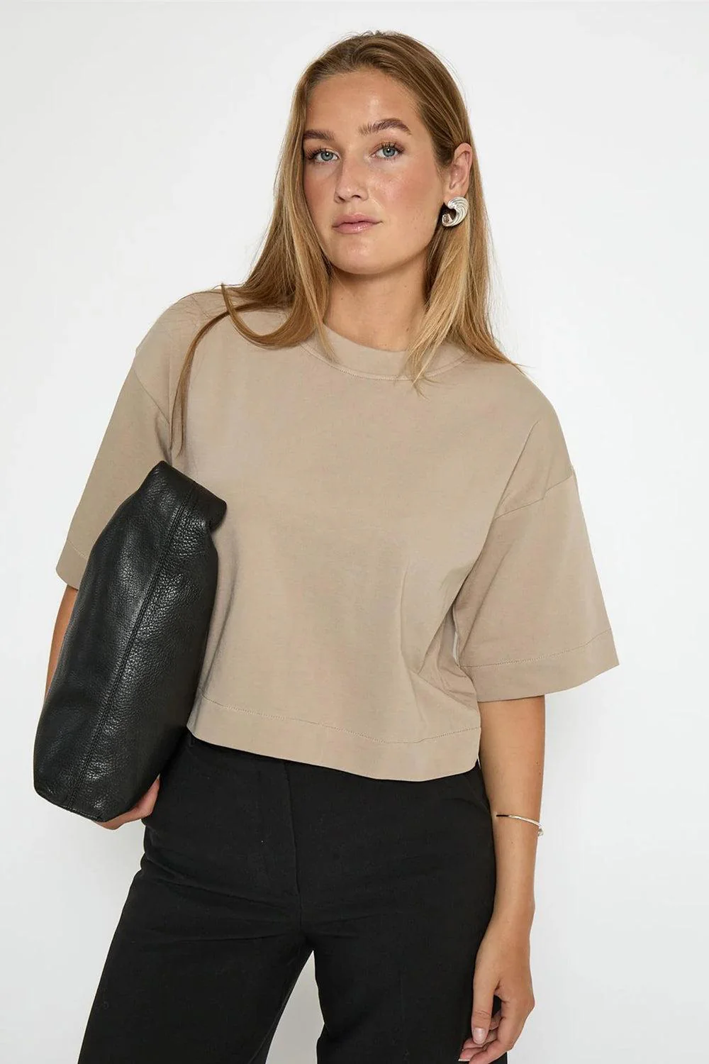 Gamma Cropped GOTS T-shirt String Grey - Image 5