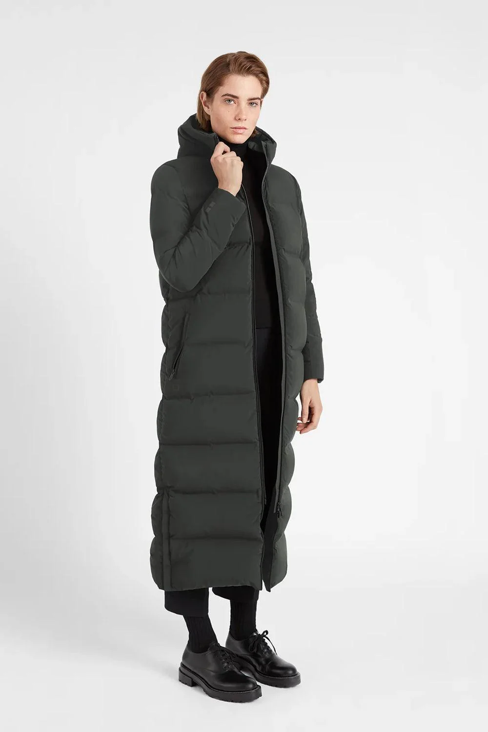 W Infinity Down Coat Night Olive - Image 3