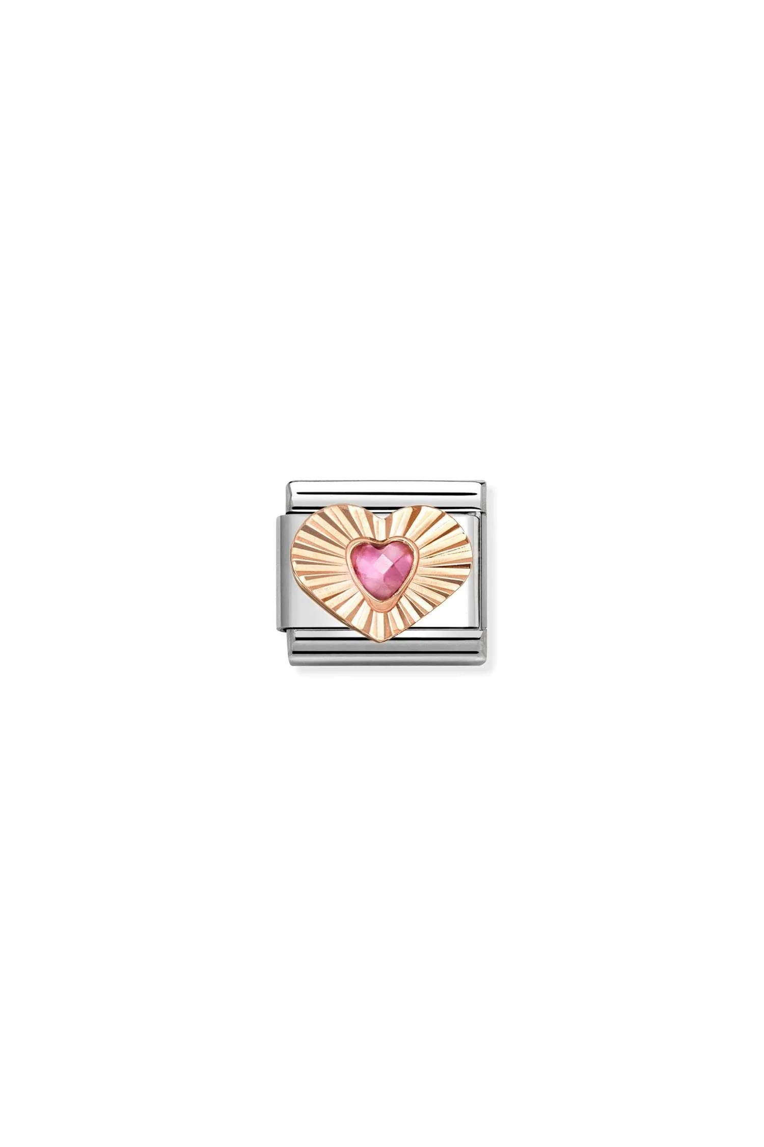 9K Rose Gold Heart Pink Stonel
