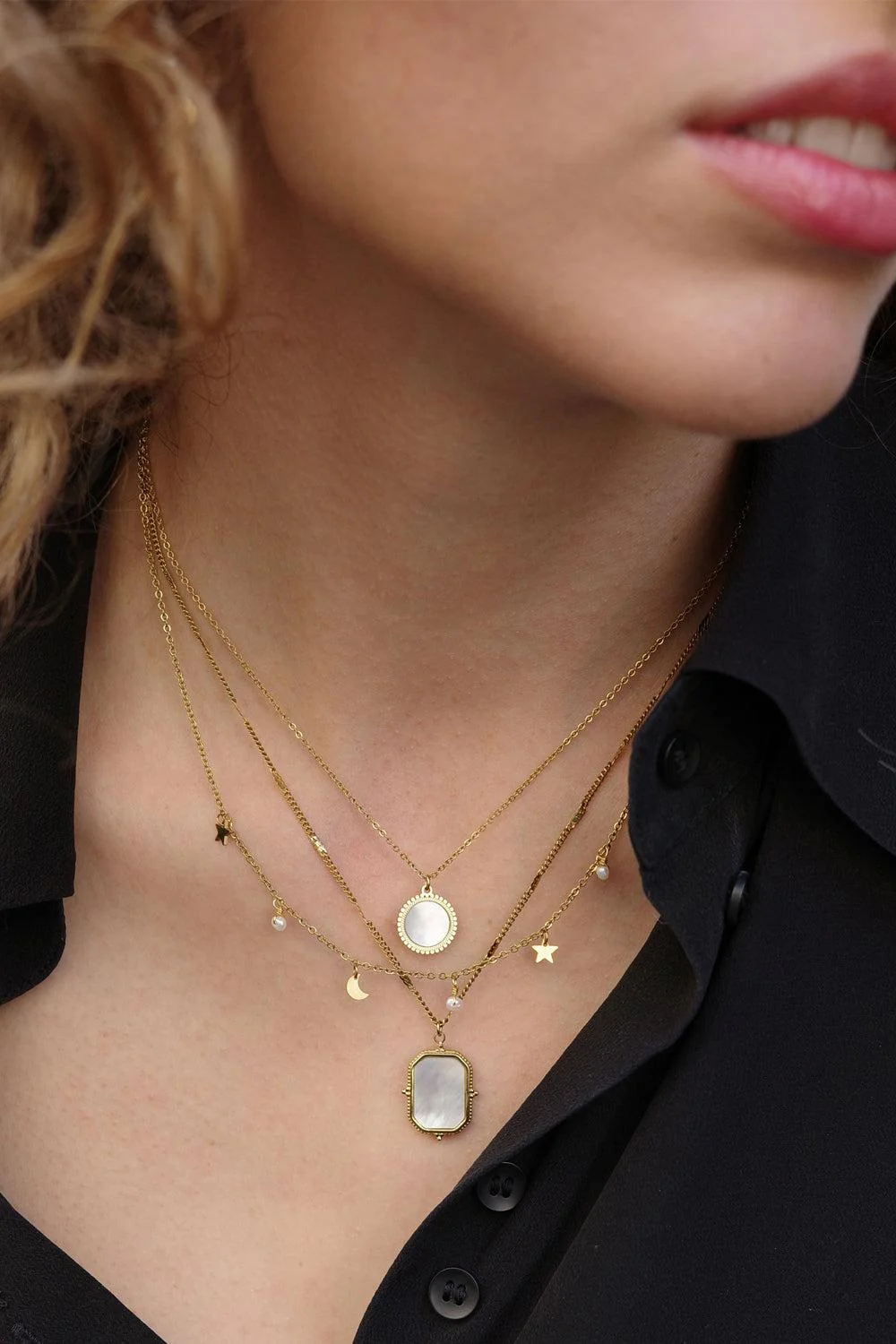 Star Moon Necklace 14K - Image 2