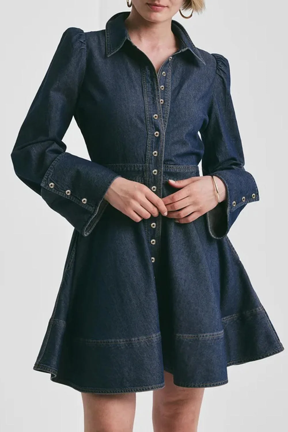 Denim Mini Dress Dark Blue - Image 3