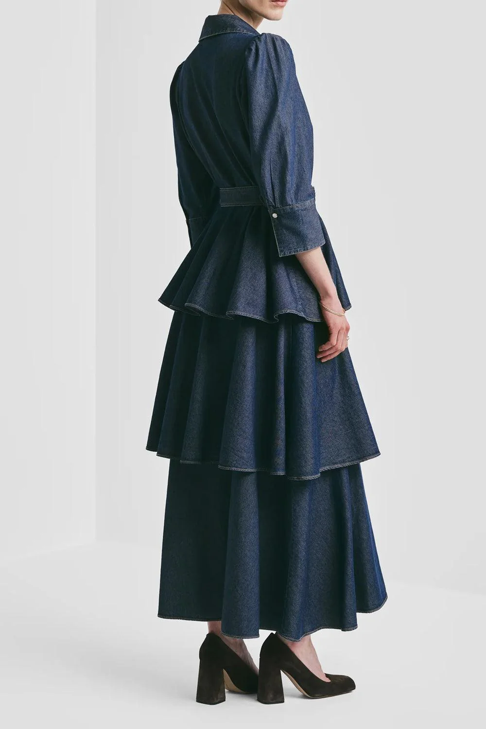 Denim Shirt Dress Dark Blue - Image 3