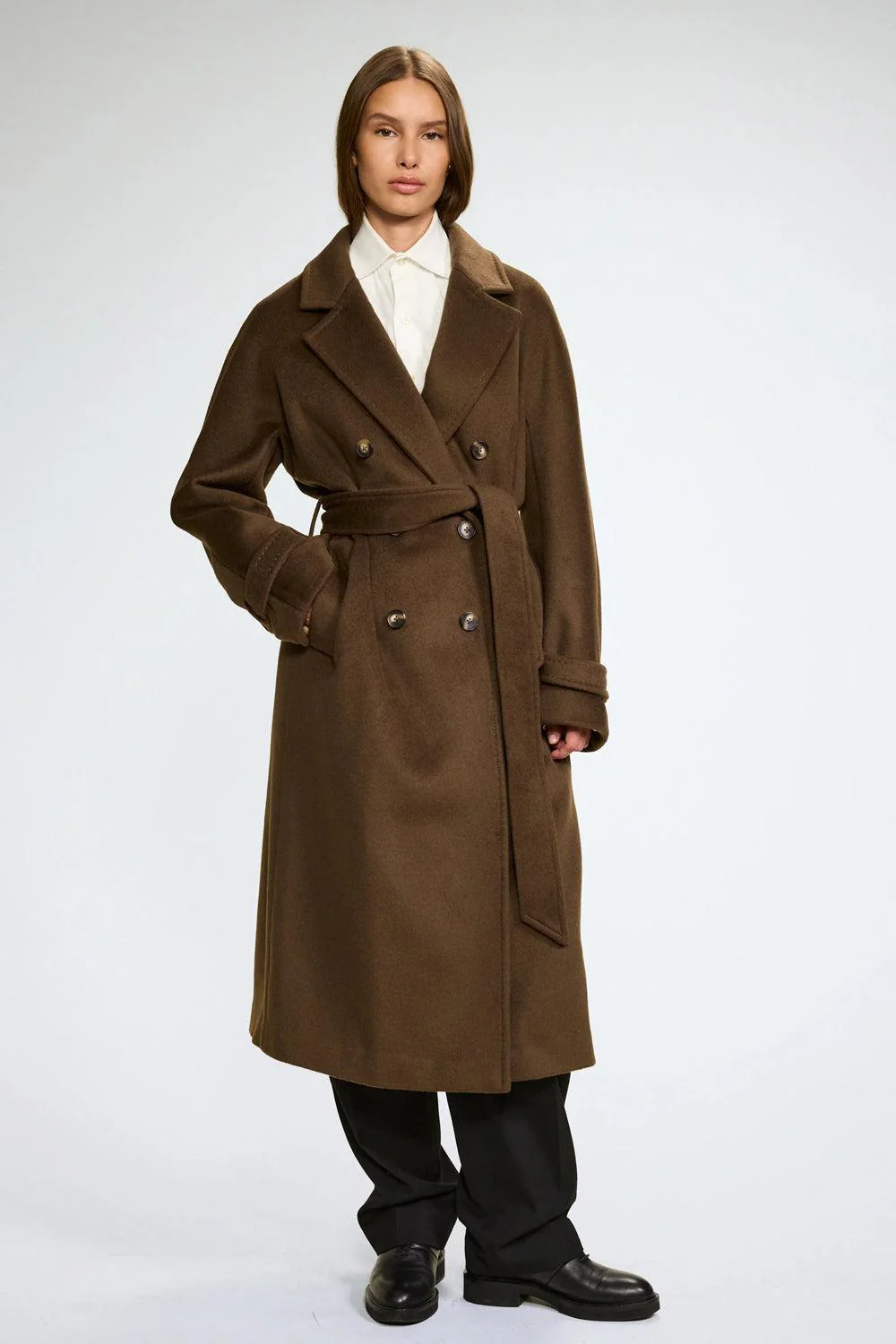 WMN Double Breasted Coat Brown - Image 2
