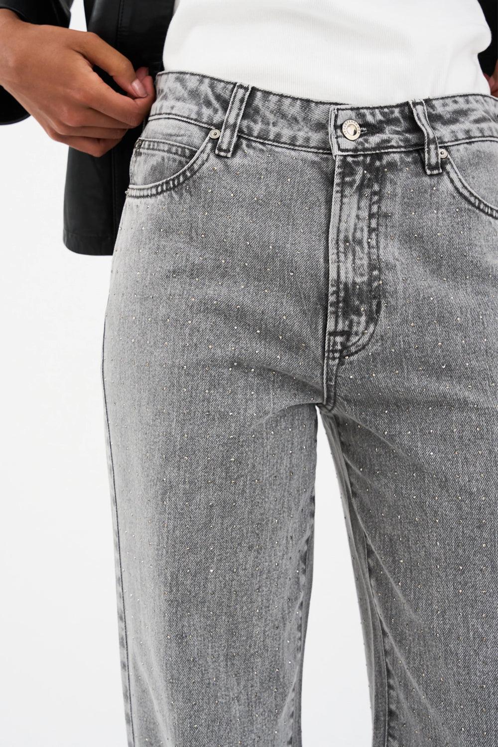 Mia Stud Jeans Wash Faded Grey 32" - Image 4