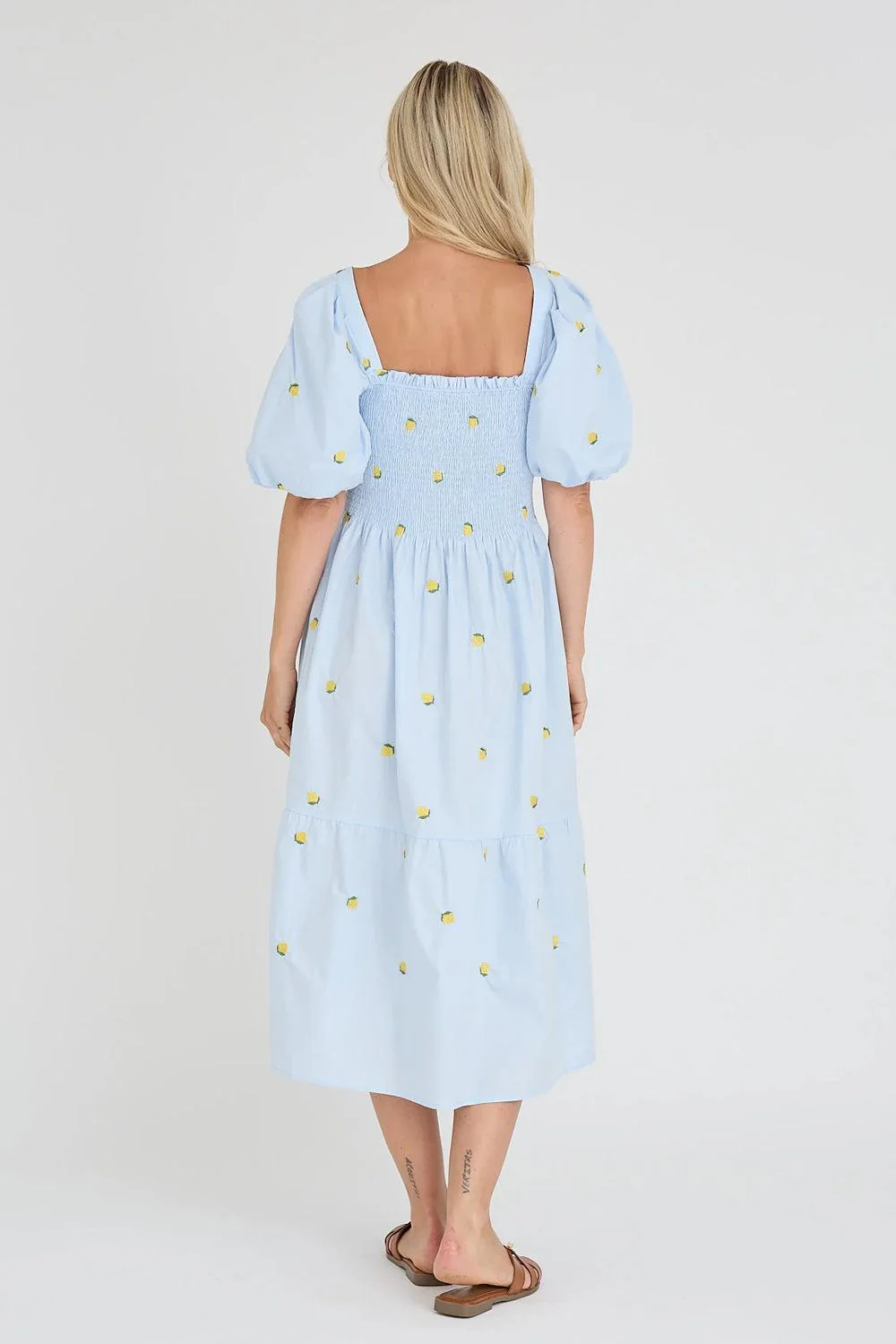 Cheri fruit dress Blue /yellow - Image 3