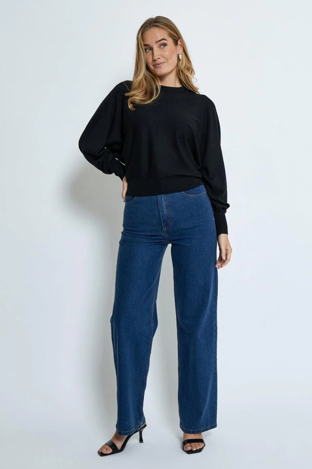 MSDana Bat Sleeve Knit Pullover Black - Image 2