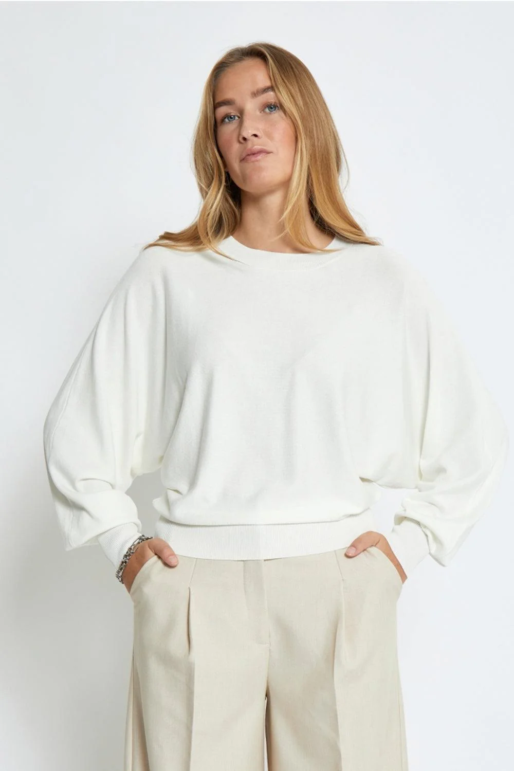 MSDana Bat Sleeve Knit Pullover Broken White - Image 2