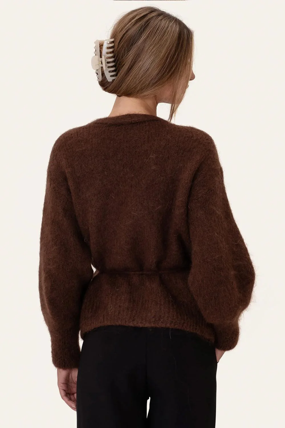 IdaIC Wrap Cardigan Dark Brown - Image 3