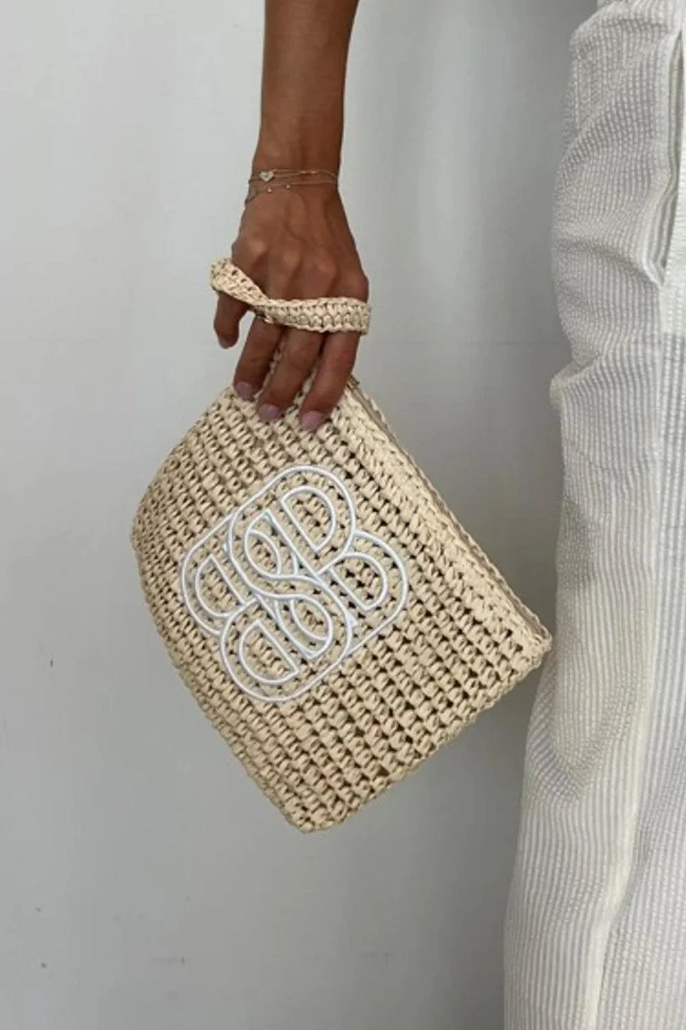 Mim Straw Clutch Beige - Image 2