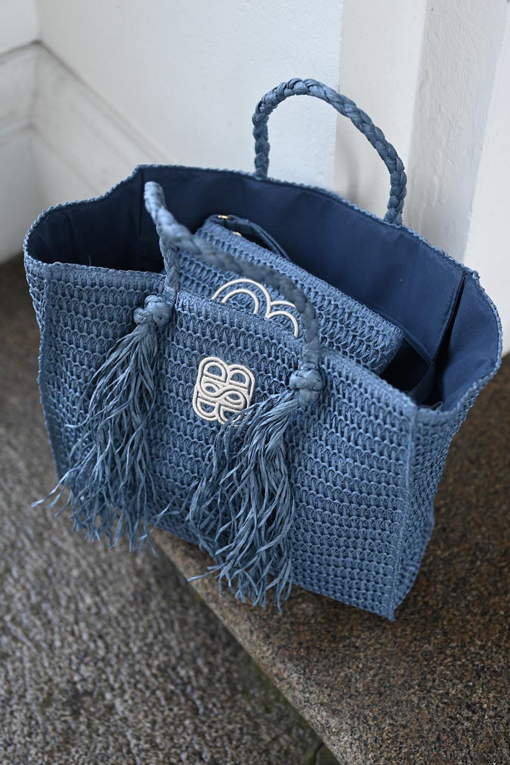 Rikke Straw Bag Blue - Image 2