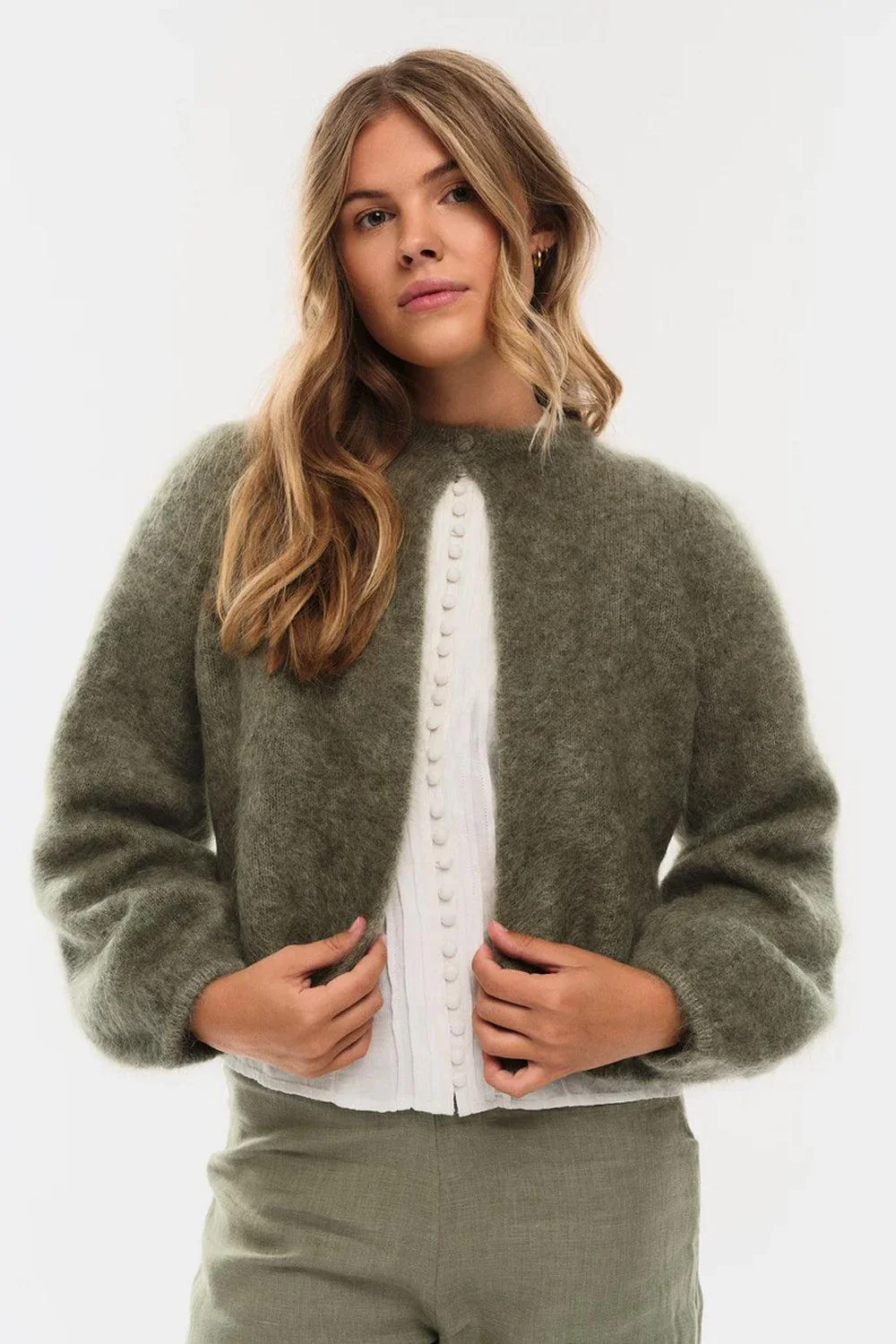 Amelia Chunky Cardigan Sage green - Image 2