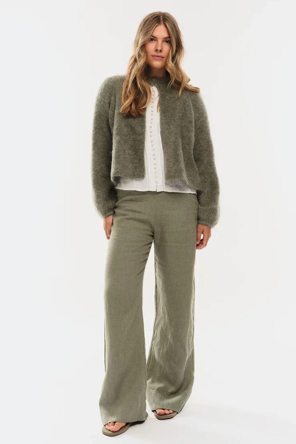 Amelia Chunky Cardigan Sage green - Image 3