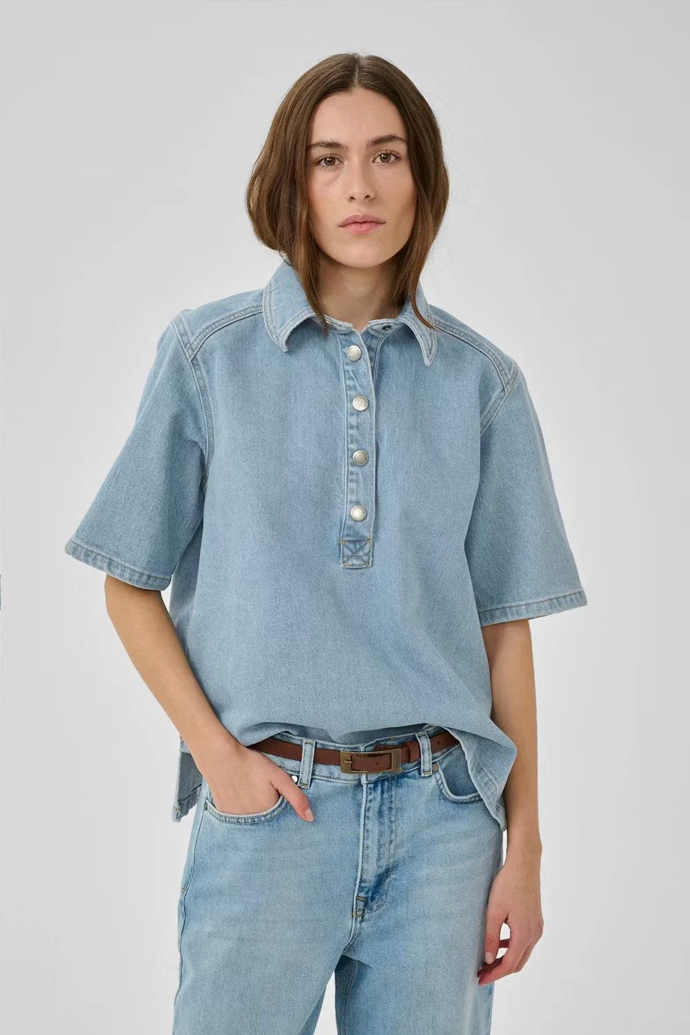 AbinaMW boxy blouse Light Blue wash - Image 2