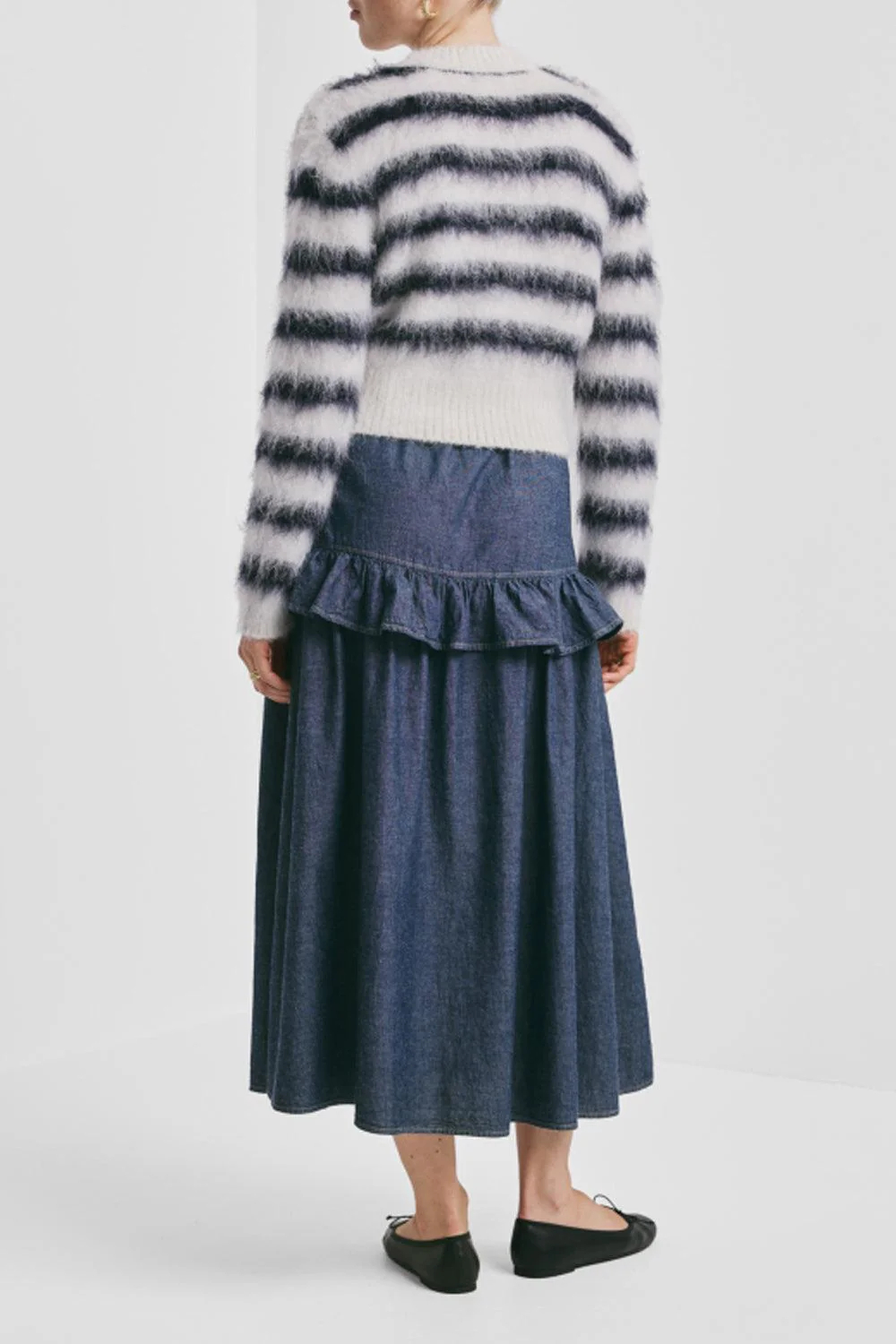 Hairy Knit Fitted Sweater Marine Stripe - Image 3
