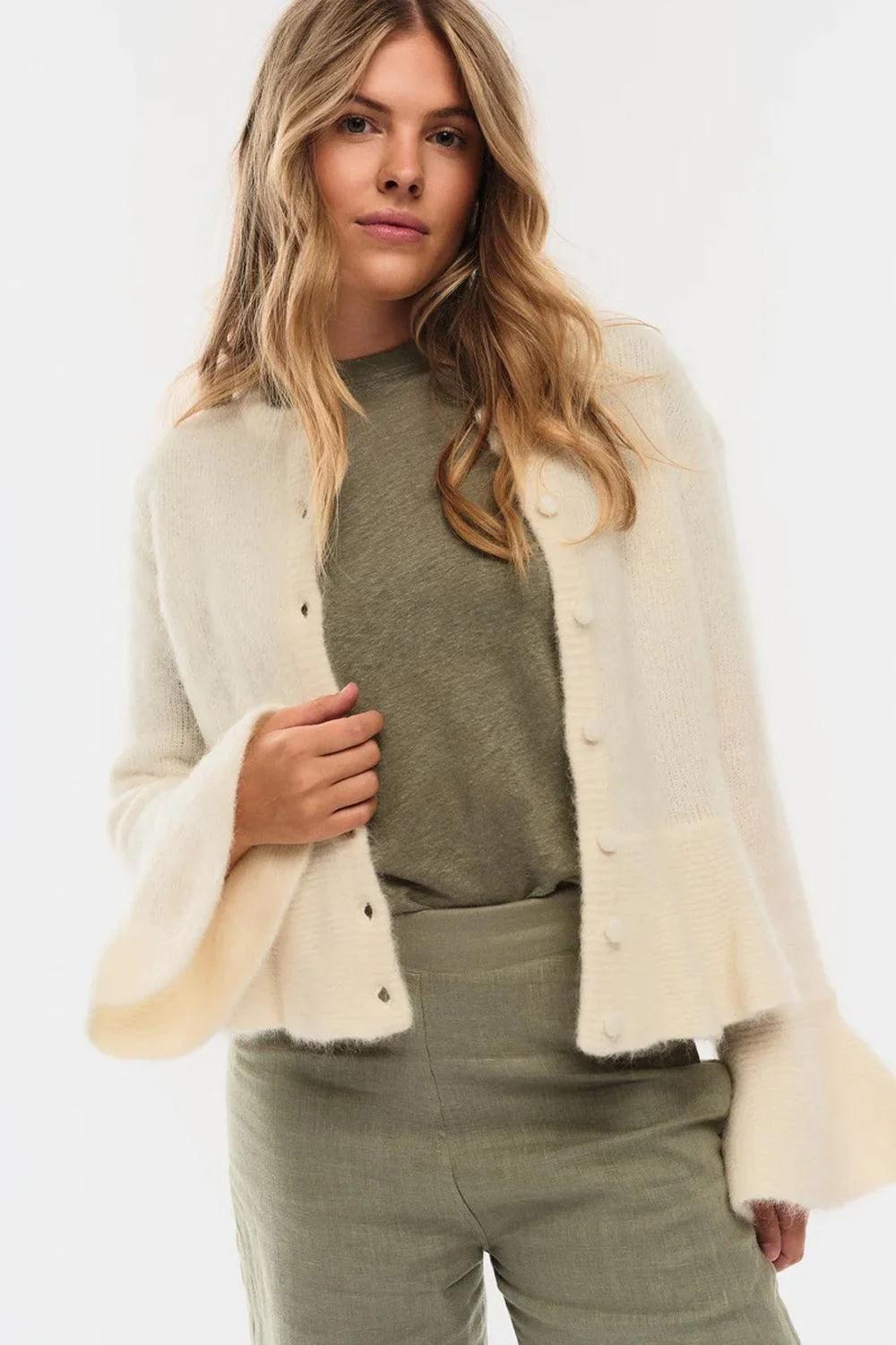 Maren Chunky Cardigan Bright White - Image 3