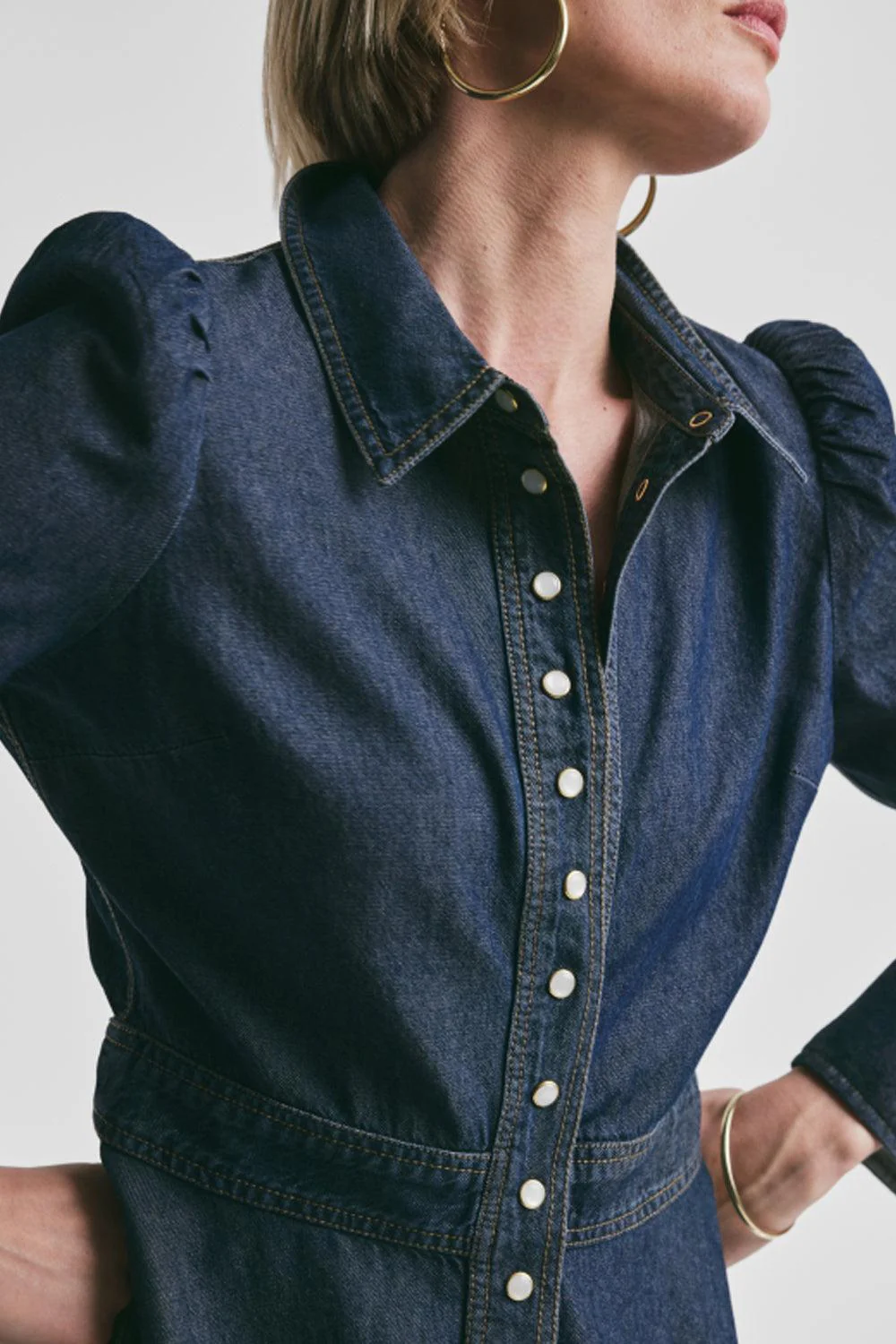 Denim Mini Dress French Blue - Image 3