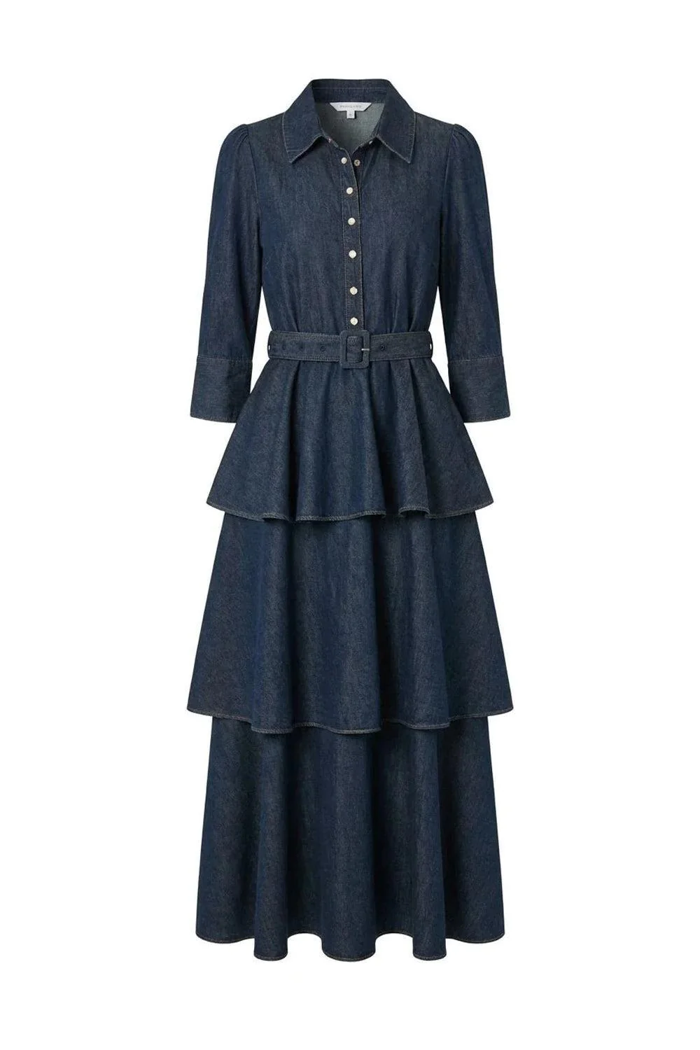 Denim Flounce dress French Blue