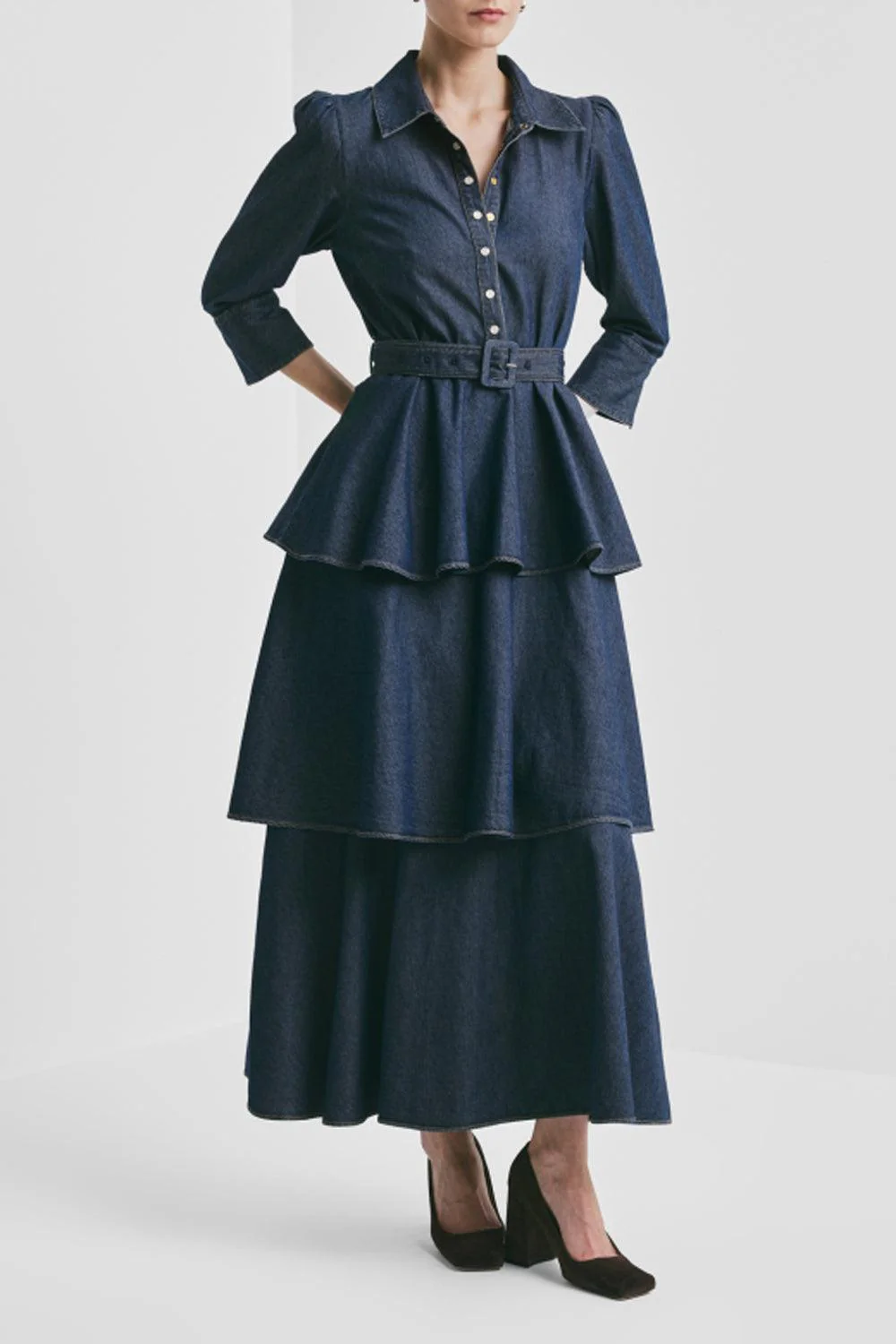 Denim Flounce dress French Blue - Image 2