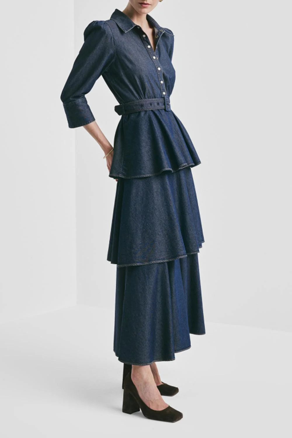 Denim Flounce dress French Blue - Image 3