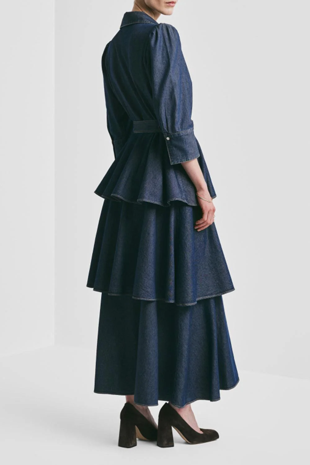 Denim Flounce dress French Blue - Image 4
