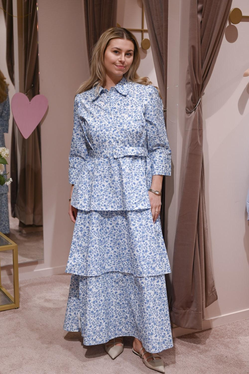 Poplin Flounce dress Azure Meadow - Image 2