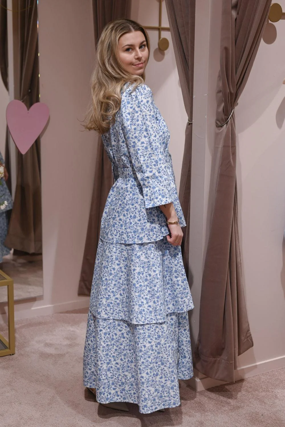 Poplin Flounce dress Azure Meadow - Image 3