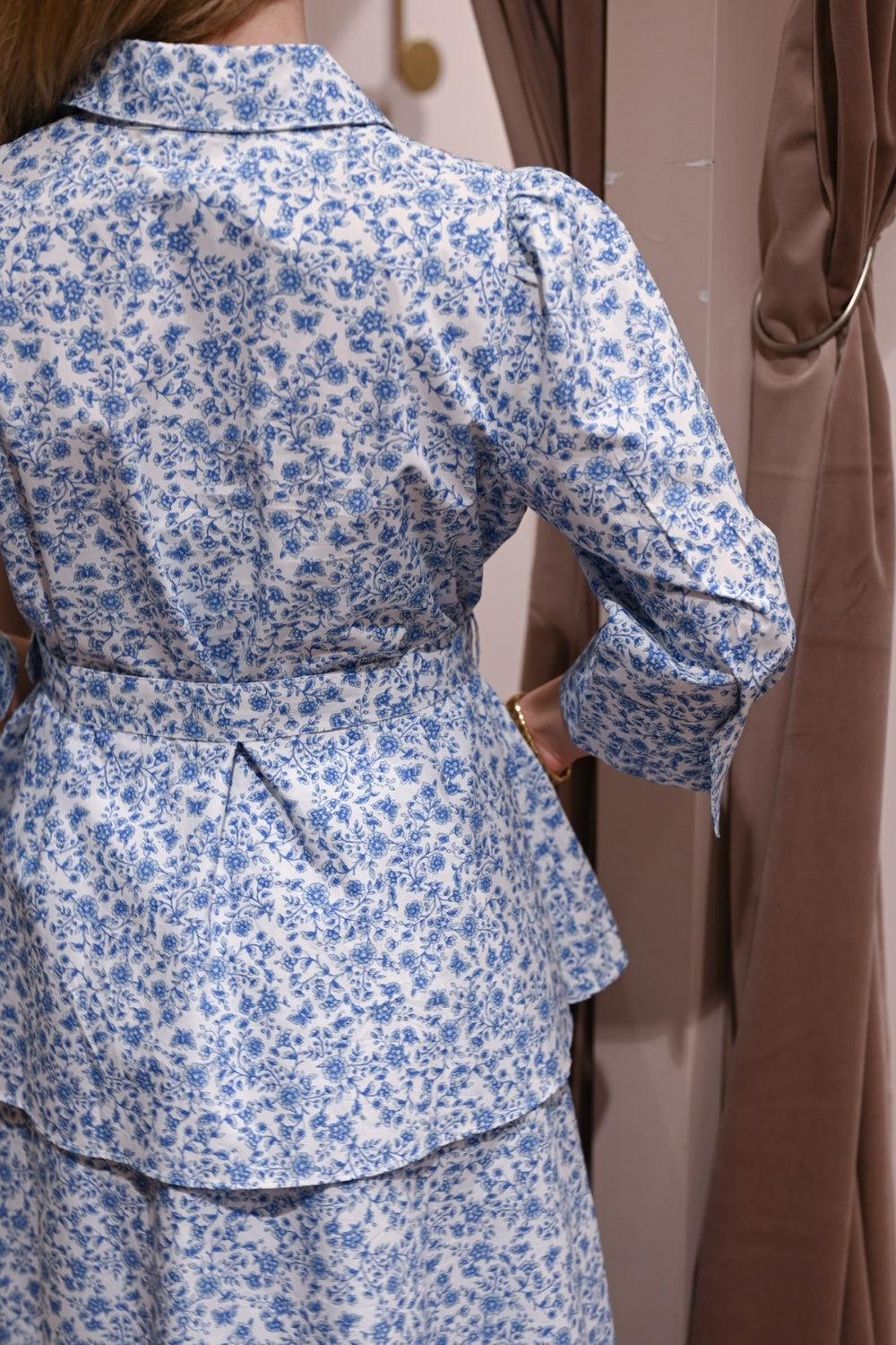 Poplin Flounce dress Azure Meadow - Image 4