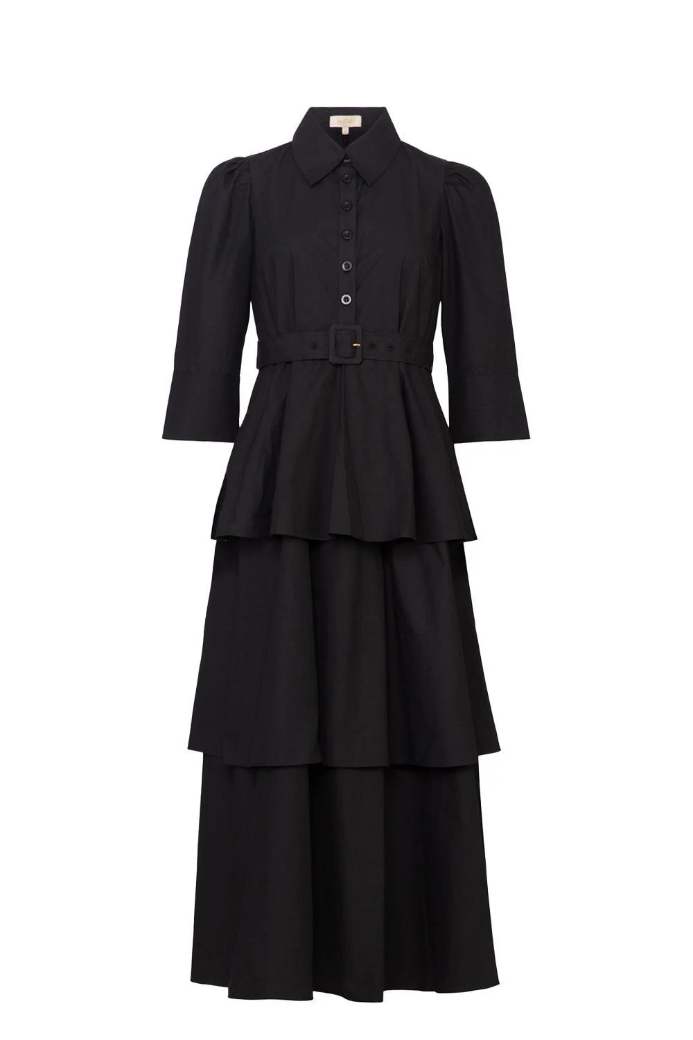 Poplin Flounce dress Black