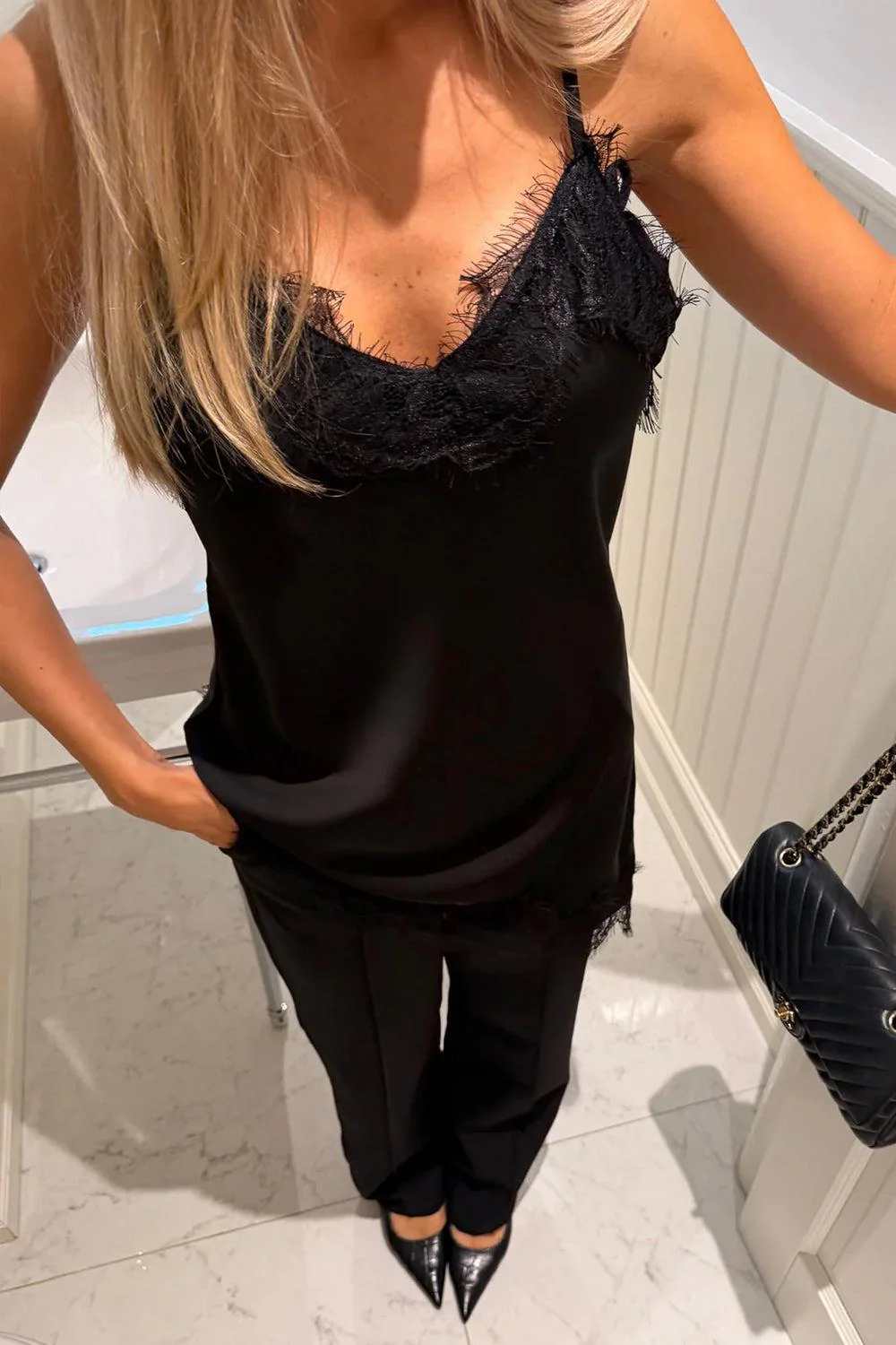 JunoIC Asymmetric top Black satin - Image 2