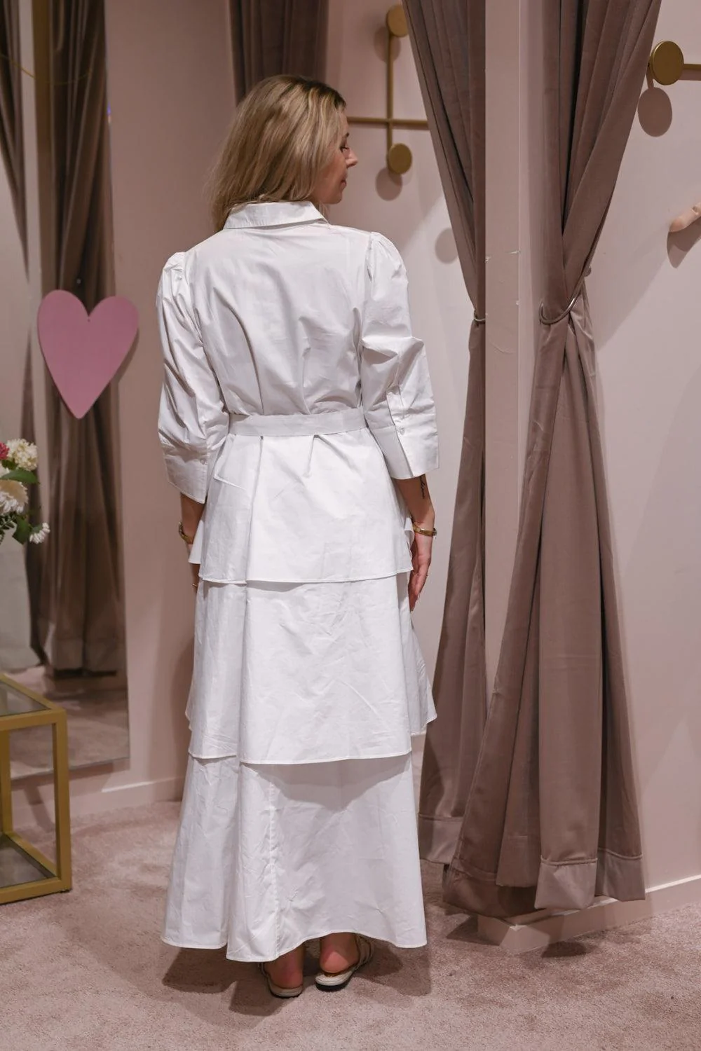 Poplin Flounce dress White - Image 3