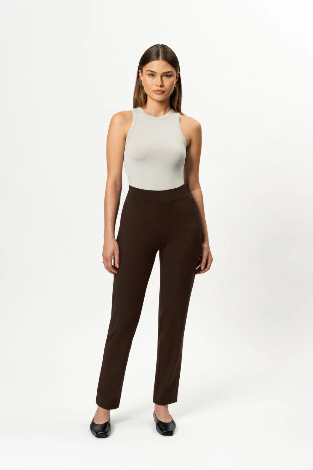 Asana Slim Pant Brown 32"