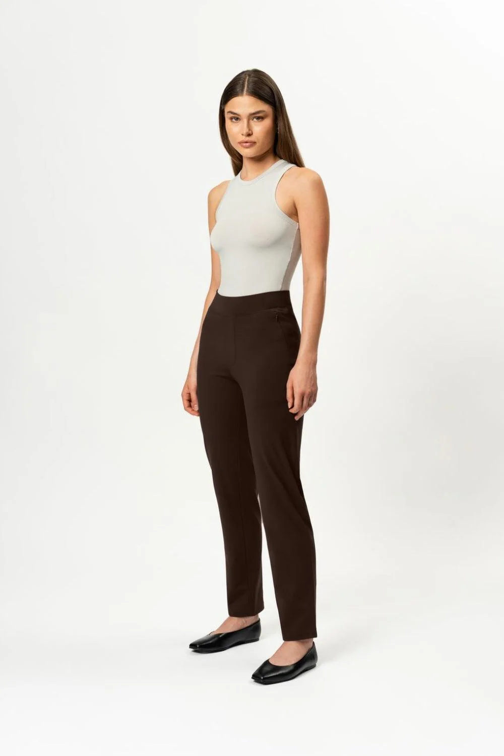 Asana Slim Pant Brown 32" - Image 5