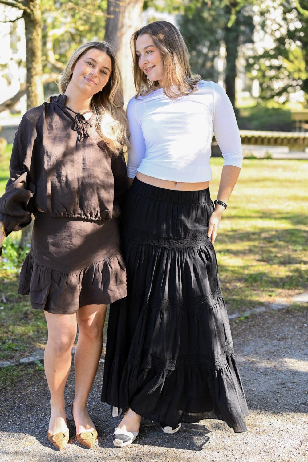 Cotton Slub Skirt Black - Image 3