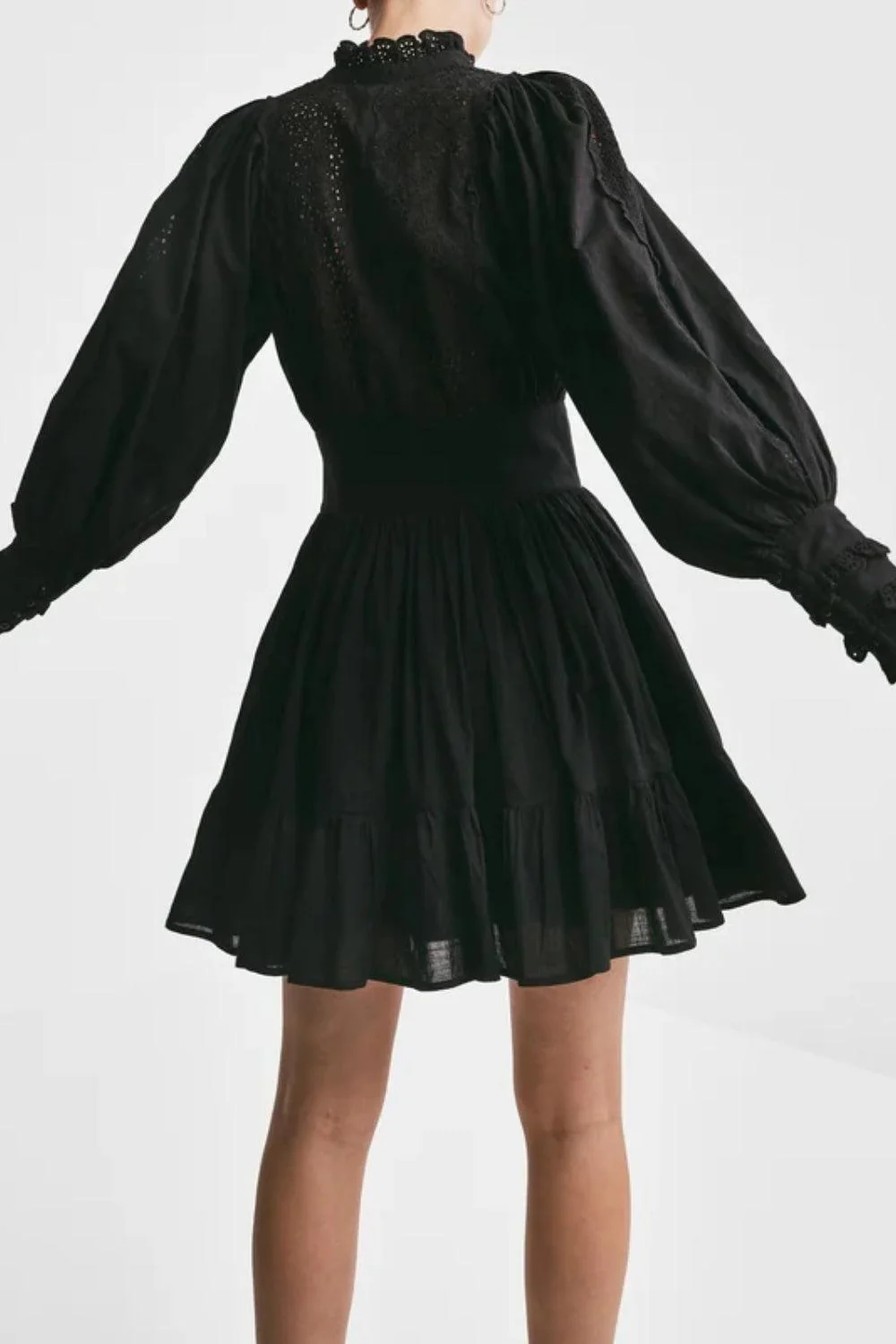 Cotton Slub Mini Dress Black - Image 4