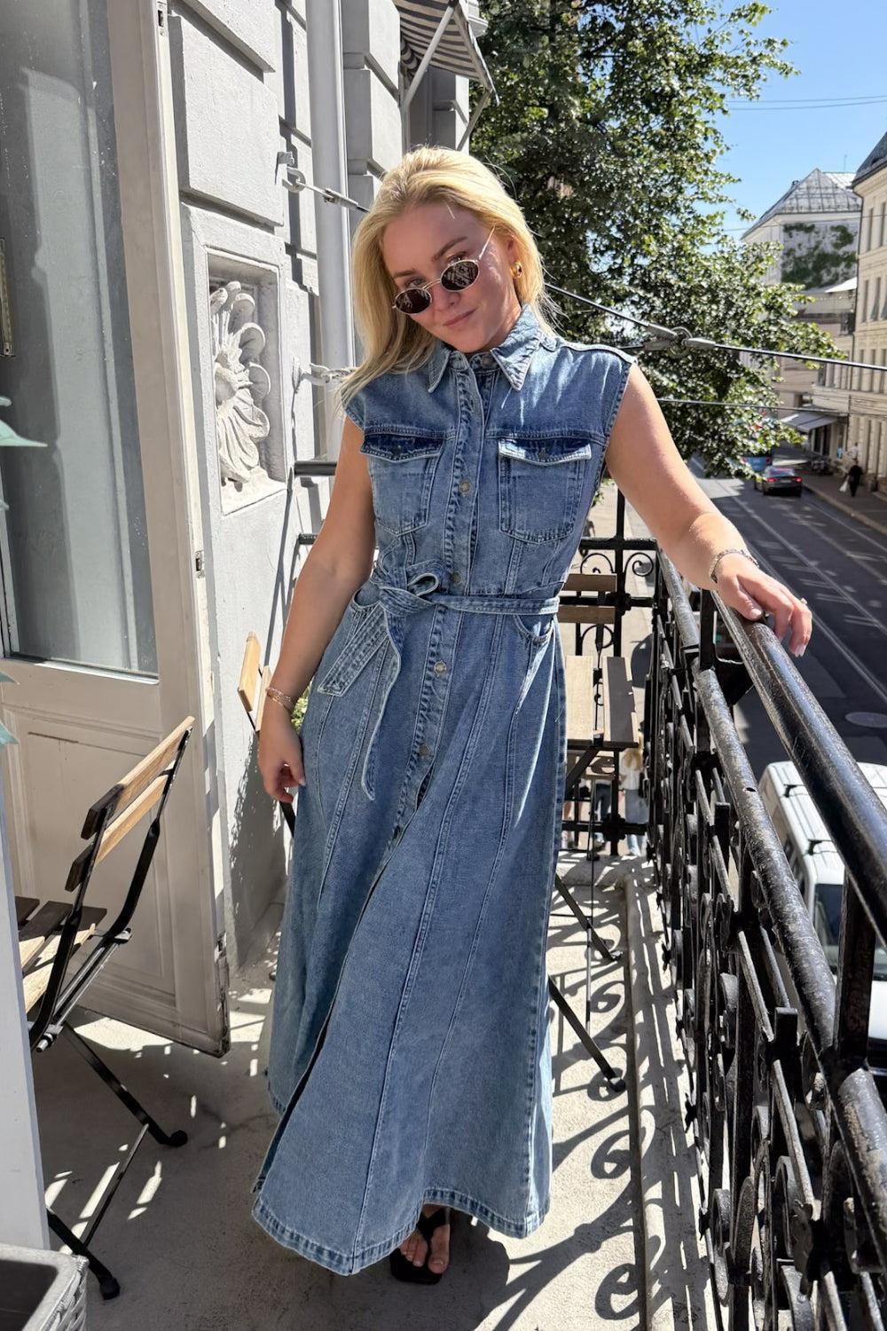 Sinan Denim Dress Dk Blue Wash - Image 2