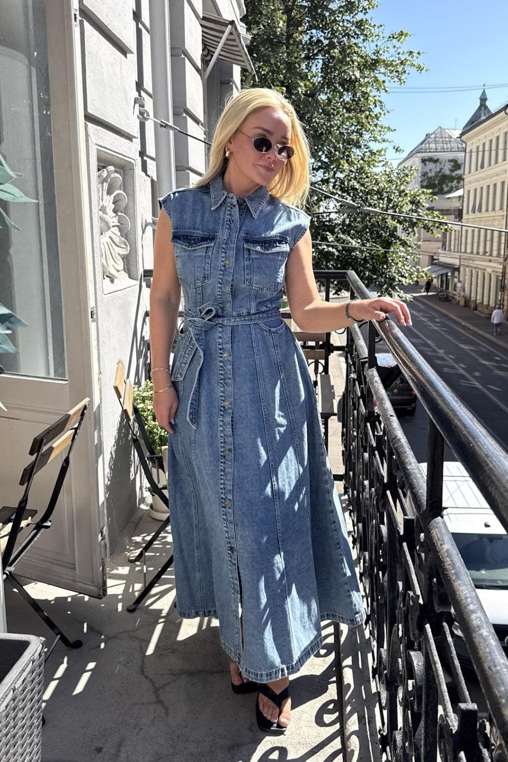 Sinan Denim Dress Dk Blue Wash - Image 4