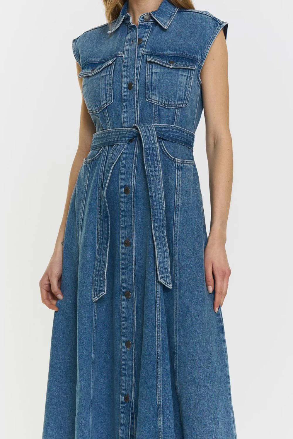 Sinan Denim Dress Dk Blue Wash - Image 5