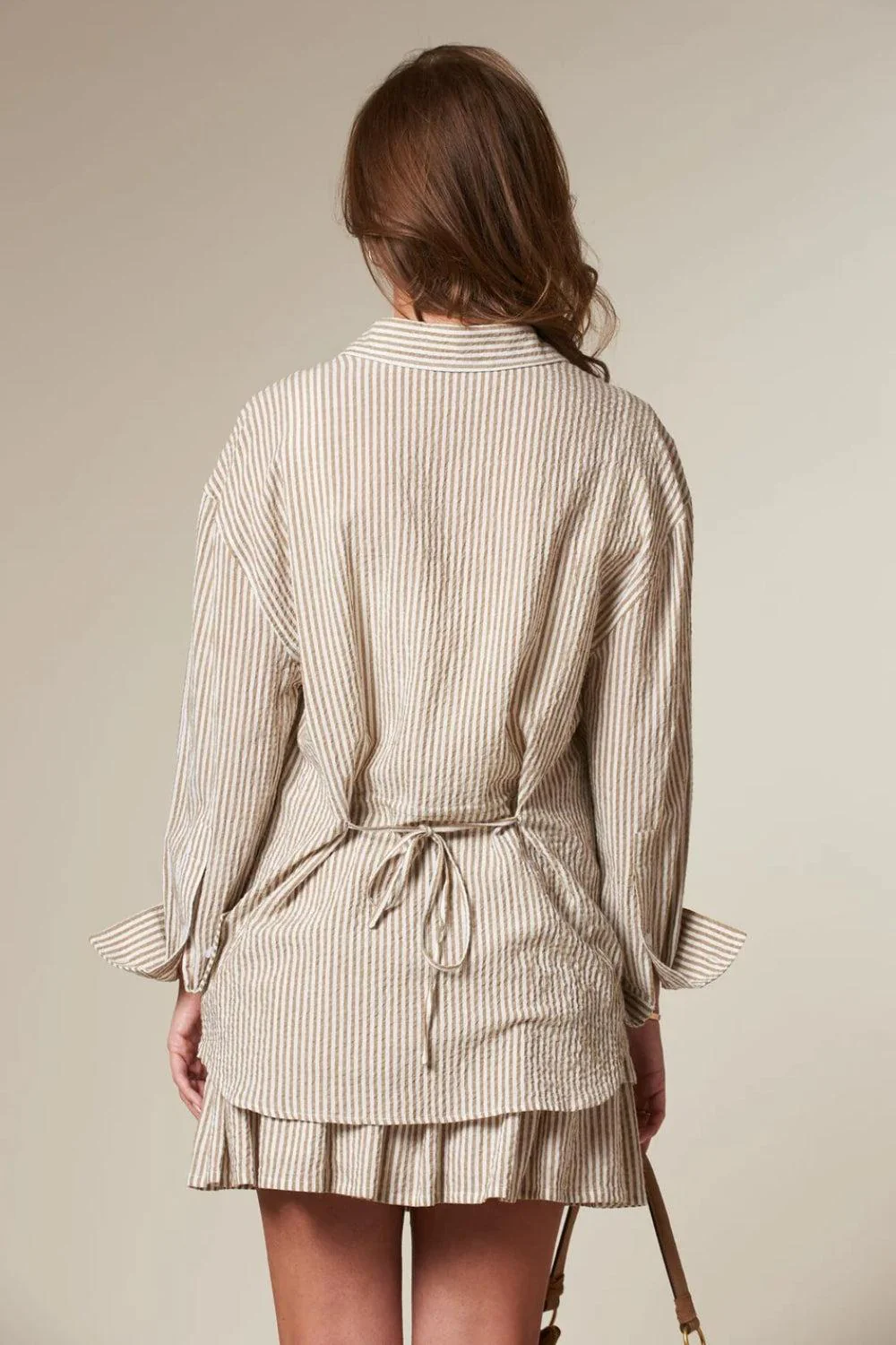 Palermo Seersucker Stripe Beige - Image 3